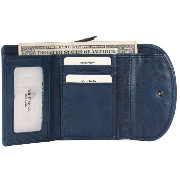 Genuine Italian Leather Boho Studded Trifold Double Flap Closure Wallet – Zipper Coin Purse & Credit Card Holder for Women