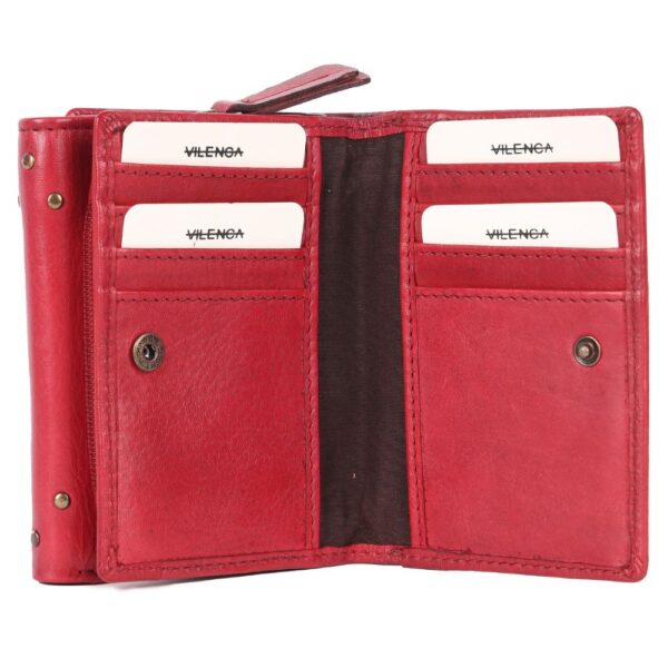 Genuine Italian Leather Boho Studded Trifold Double Flap Closure Wallet – Zipper Coin Purse & Credit Card Holder for Women