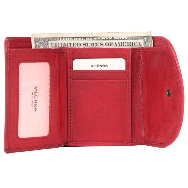 Genuine Italian Leather Boho Studded Trifold Double Flap Closure Wallet – Zipper Coin Purse & Credit Card Holder for Women