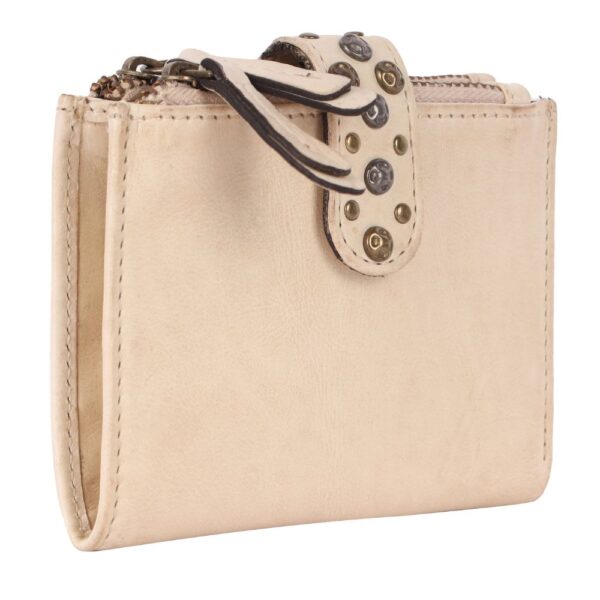 Genuine Italian Leather Boho Studded Bifold Wallet – Zipper Coin Purse & Credit Card Holder for Women