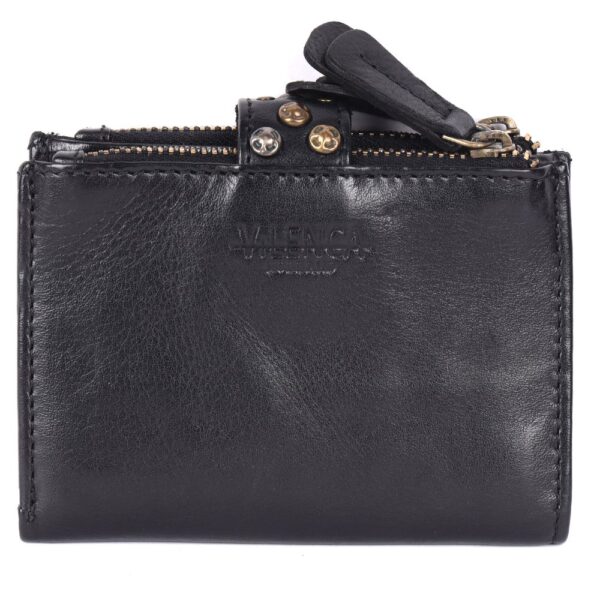 Genuine Italian Leather Boho Studded Bifold Wallet – Zipper Coin Purse & Credit Card Holder for Women