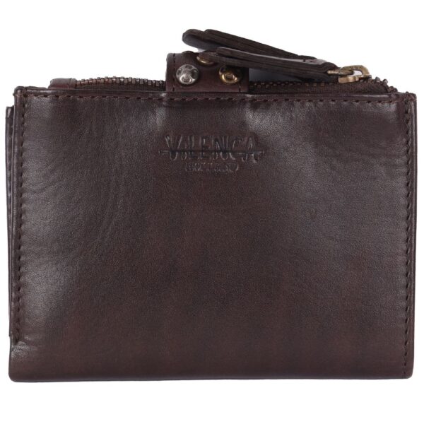 Genuine Italian Leather Boho Studded Bifold Wallet – Zipper Coin Purse & Credit Card Holder for Women