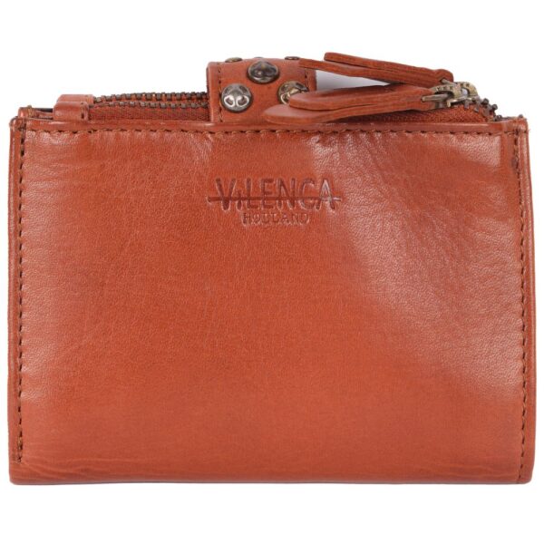 Genuine Italian Leather Boho Studded Bifold Wallet – Zipper Coin Purse & Credit Card Holder for Women