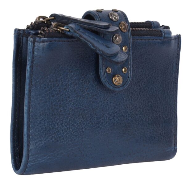 Genuine Italian Leather Boho Studded Bifold Wallet – Zipper Coin Purse & Credit Card Holder for Women
