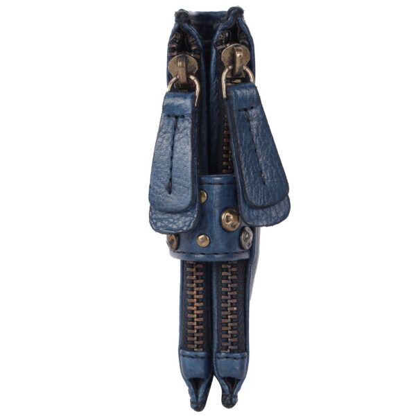 Genuine Italian Leather Boho Studded Bifold Wallet – Zipper Coin Purse & Credit Card Holder for Women