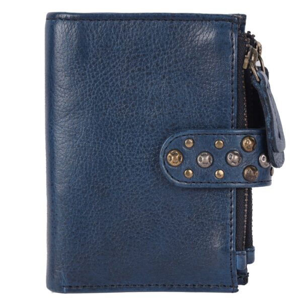 Genuine Italian Leather Boho Studded Bifold Wallet – Zipper Coin Purse & Credit Card Holder for Women