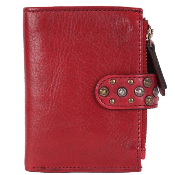 Genuine Italian Leather Boho Studded Bifold Wallet – Zipper Coin Purse & Credit Card Holder for Women