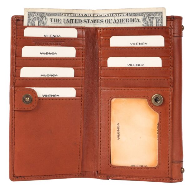 Vintage Italian Leather Boho Studded Trifold Wallet – Zipper Coin Purse & Credit Card Holder for Women