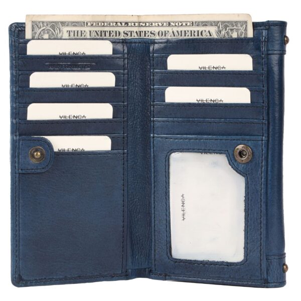 Vintage Italian Leather Boho Studded Trifold Wallet – Zipper Coin Purse & Credit Card Holder for Women