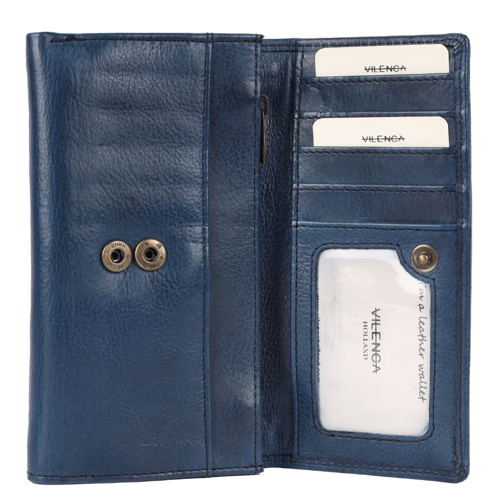 Vintage Italian Leather Boho Studded Trifold Wallet – Zipper Coin Purse & Credit Card Holder for Women