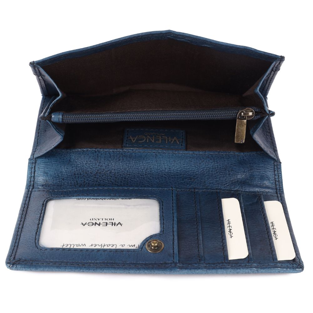 Vintage Italian Leather Boho Studded Trifold Wallet – Zipper Coin Purse & Credit Card Holder for Women