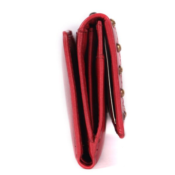 Vintage Italian Leather Boho Studded Trifold Wallet – Zipper Coin Purse & Credit Card Holder for Women