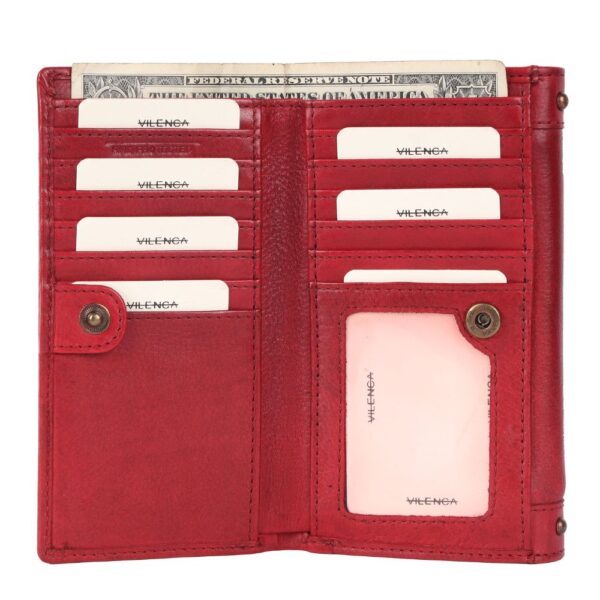 Vintage Italian Leather Boho Studded Trifold Wallet – Zipper Coin Purse & Credit Card Holder for Women