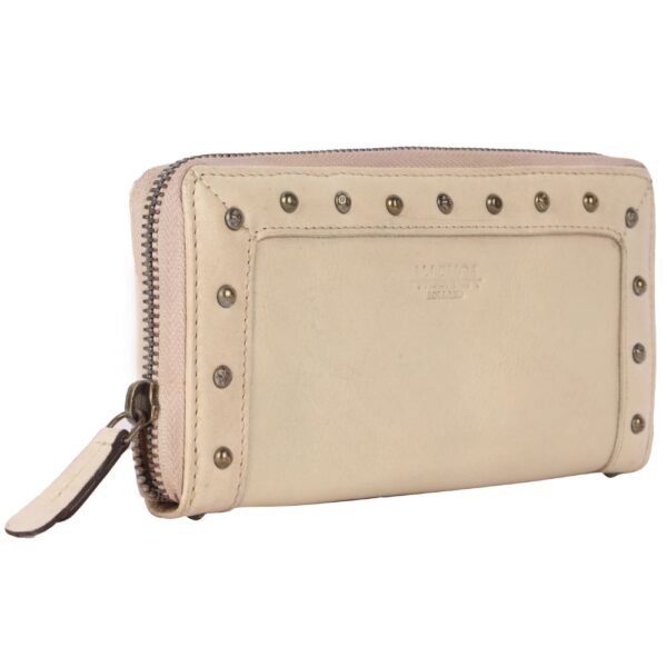 Vintage Genuine Italian Leather Boho Studded Wallet – Zipper Coin Purse & Credit Card Holder for Women