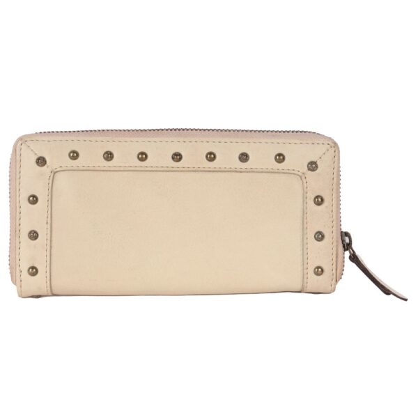 Vintage Genuine Italian Leather Boho Studded Wallet – Zipper Coin Purse & Credit Card Holder for Women