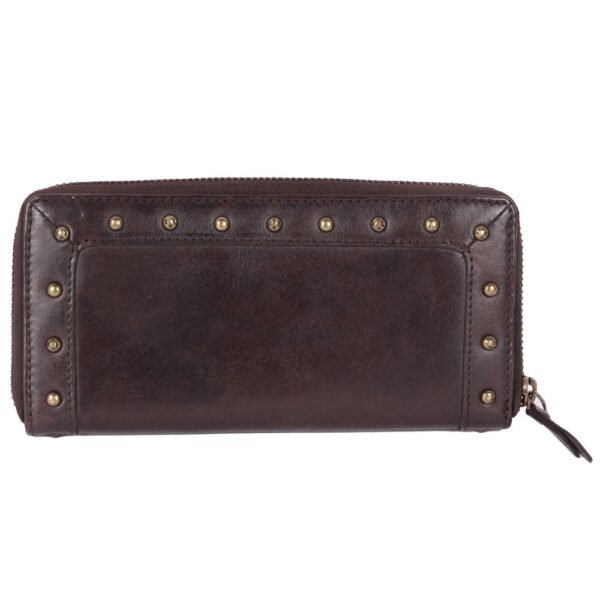 Vintage Genuine Italian Leather Boho Studded Wallet – Zipper Coin Purse & Credit Card Holder for Women