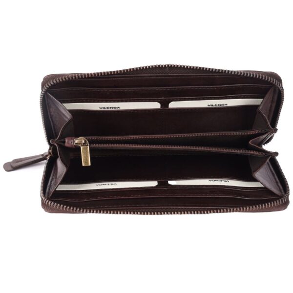 Vintage Genuine Italian Leather Boho Studded Wallet – Zipper Coin Purse & Credit Card Holder for Women