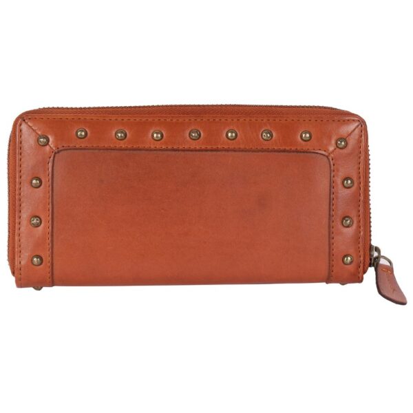 Vintage Genuine Italian Leather Boho Studded Wallet – Zipper Coin Purse & Credit Card Holder for Women