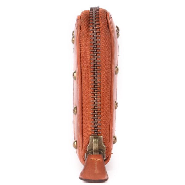 Vintage Genuine Italian Leather Boho Studded Wallet – Zipper Coin Purse & Credit Card Holder for Women