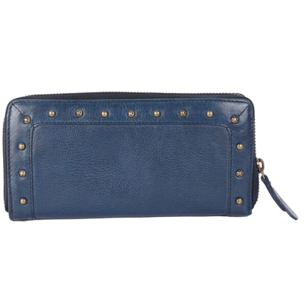 Vintage Genuine Italian Leather Boho Studded Wallet – Zipper Coin Purse & Credit Card Holder for Women