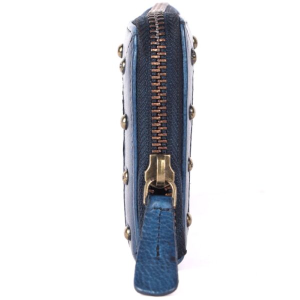 Vintage Genuine Italian Leather Boho Studded Wallet – Zipper Coin Purse & Credit Card Holder for Women