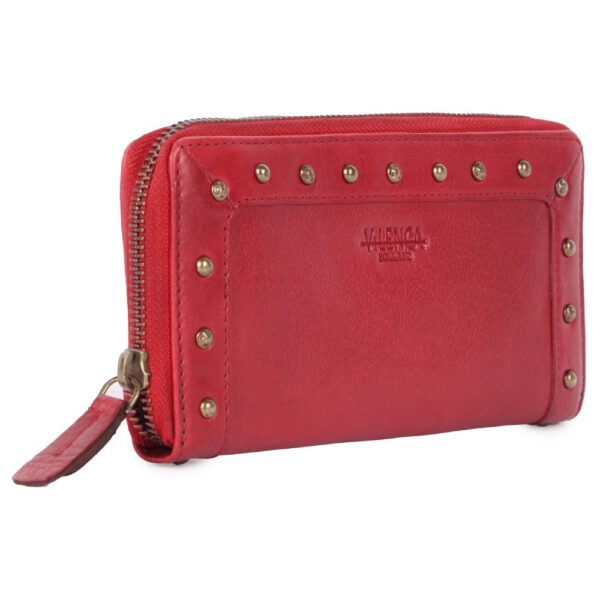 Vintage Genuine Italian Leather Boho Studded Wallet – Zipper Coin Purse & Credit Card Holder for Women
