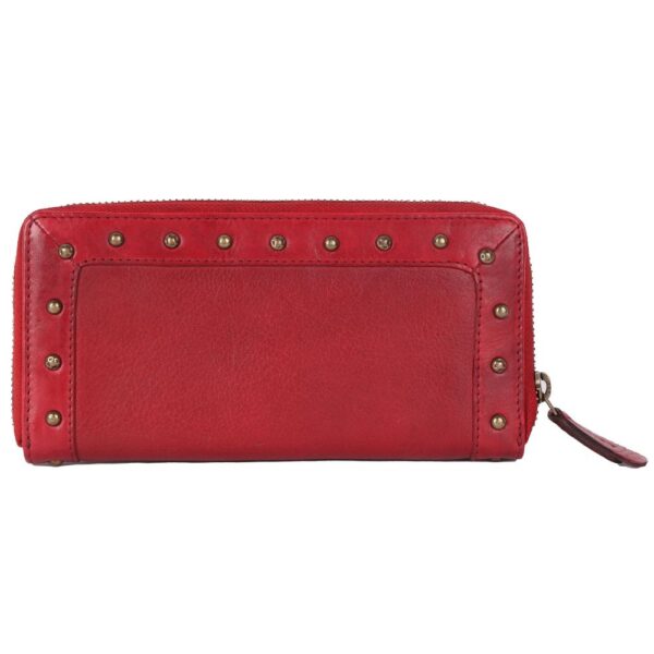 Vintage Genuine Italian Leather Boho Studded Wallet – Zipper Coin Purse & Credit Card Holder for Women