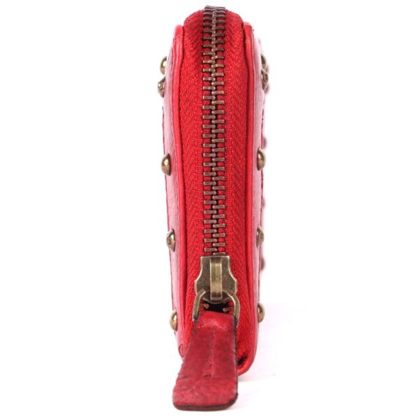 Vintage Genuine Italian Leather Boho Studded Wallet – Zipper Coin Purse & Credit Card Holder for Women