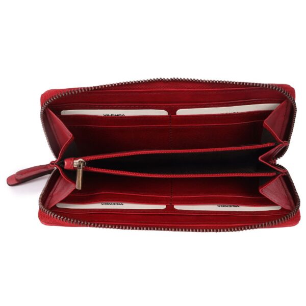 Vintage Genuine Italian Leather Boho Studded Wallet – Zipper Coin Purse & Credit Card Holder for Women