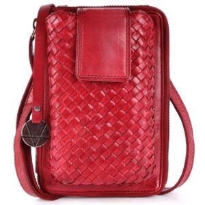 Genuine Leather Small Leather Crossbody Bags For Women Cell Phone Purse, Trendy Casual Detachable Strap